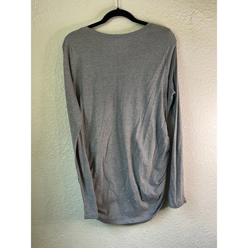 Motherhood Maternity Soccer Graphic Long Sleeve‎ Ruched Sides Top L